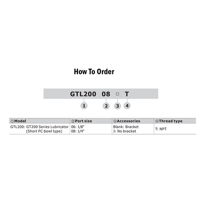 GTL20008JT AIRTAC LUBRICATOR GTL200 SERIES 1/4" NPT